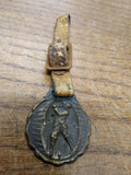 Very Old Victorian Era Golfer Collectable Watch Fob PGA Brass Leather Strap Rare