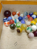Vtg 40+ Piece Glass Marble Lot Shooters Swirls Cats Eye Vitro Agate and More #12
