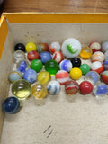 Vtg 40+ Piece Glass Marble Lot Shooters Swirls Cats Eye Vitro Agate and More #15