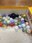 Vtg 40+ Piece Glass Marble Lot Shooters Swirls Cats Eye Vitro Agate and More #16