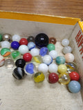 Vtg 40+ Piece Glass Marble Lot Shooters Swirls Cats Eye Vitro Agate and More #16