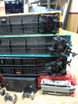 Vtg Assorted HO Scale Railroad Lot Santa Fe Engine Auto Loader Texaco Tanker