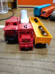 Vtg Assorted HO Scale Railroad Lot Santa Fe Engine Auto Loader Texaco Tanker
