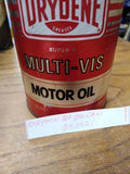 Vtg 1 Qt. Drydene Motorcycle Motor Oil Empty Cardboard Metal Can Bank Made USA