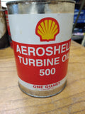 Vtg 1 Qt. Aeroshell Jet Turbine Oil 500 MIL PRF 23699 STD Empty Metal Can USA