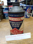 Vtg Cone Top Genuine Hydraulic Heavy Duty Brake Fluid Can 12 Ounce Metal Empty