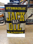 Vtg RLS Blackhawk Hydraulic Jack Oil Metal Can 32 Fluid Ounces Great Graphics