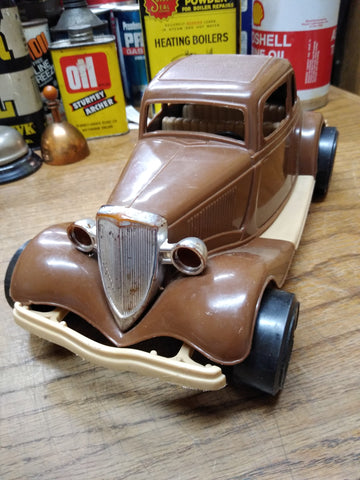 Vtg 1970s Tootsietoy 1934 Ford Victoria Durant Plastics 11.5" Brown Hot Rod