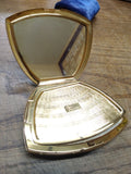 Vtg Unused American Elgin Golden Tone Compact + Mirror Make Up Case Very Nice!