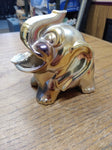 Vtg Iridescent Ceramic Elephant Ashtray Made In JAPAN Trunks Up Good Luck Gold