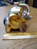 Vtg Iridescent Ceramic Elephant Ashtray Made In JAPAN Trunks Up Good Luck Gold