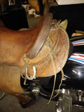 Old Vtg Western Horse Saddle Tight Horn 14" Seat Leather Stirrups Equestrian
