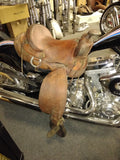 Old Vtg Western Horse Saddle Tight Horn 14" Seat Leather Stirrups Equestrian