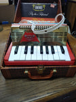 Vtg Childs Toy EMENEE Golden Piano Accordion Mid Century Era with Original Case