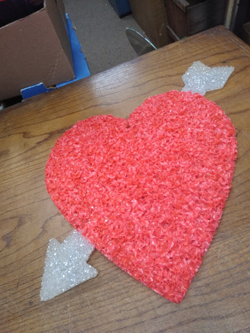 Vtg Melted Plastic Popcorn Valentines Day Heart Indoor Outdoor Decoration
