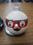 Vtg 2 Piece Lot Decorative Mercury Glass Blue and Red Faces Christmas Ornaments