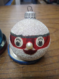 Vtg 2 Piece Lot Decorative Mercury Glass Blue and Red Faces Christmas Ornaments