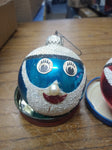 Vtg 2 Piece Lot Decorative Mercury Glass Blue and Red Faces Christmas Ornaments