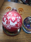 Vtg 3 Pc Mercury Stenciled Tinted Glass Lot Colorful Christmas Holiday Ornaments