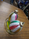 Vtg 2 Pc Mercury Glitter Glass Lot Colorful Christmas Holiday Ornaments