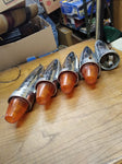 Vtg 5 Pc Lot Shock/Mount Torpedo Truck Cab Lights Orange Lens Chrome 16" Rat Rod