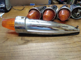 Vtg 5 Pc Lot Shock/Mount Torpedo Truck Cab Lights Orange Lens Chrome 16" Rat Rod