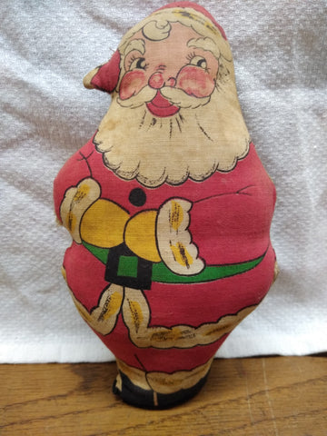 Vtg Santa Clause Stuffed Doll Fabric Christmas Gift Winter Holiday 7 3/4 inches