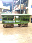 Vtg Very Old Pre War Standard Gauge Lionel Cattle Car Green Metal Railroad Train