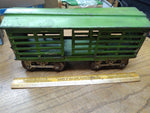 Vtg Very Old Pre War Standard Gauge Lionel Cattle Car Green Metal Railroad Train