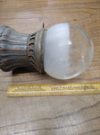 Vtg Old Victorian Gas Inverted Ceiling Light Brass Fixture Frosted Glass Globe#2