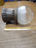 Vtg Old Victorian Gas Inverted Ceiling Light Brass Fixture Frosted Glass Globe#2