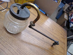 Vtg Old Gas Inverted Wall Sconce Light Brass Fixture Frosted Glass Globe #4