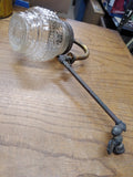 Vtg Old Gas Inverted Wall Sconce Light Brass Fixture Frosted Glass Globe #4