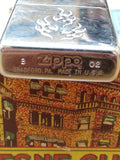 ZIPPO Polished Metal Flame Stamped Emblem Cigarette Lighter Excellent B 02