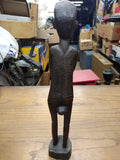 Vtg Ebony Wood Hand Carved African Tribal Statue Figure Man 12" Tall Sculpture
