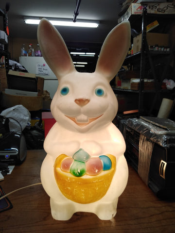 Vtg Empire Plastics Lighted Easter Bunny with Egg Basket Working 22 Inches Tall
