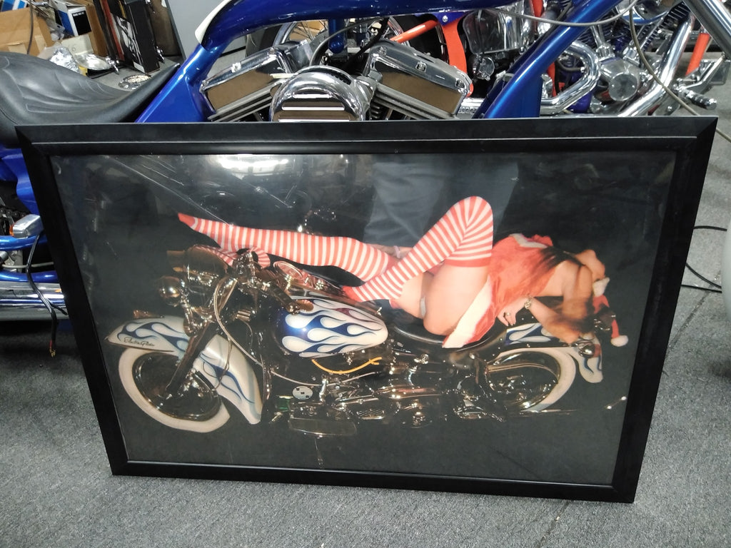 Vtg Hot Girl Santas Helper Harley Electra Glide FLH Motorcycle Framed –  cyclewarehouse.online