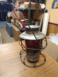 Vintage Handlan St. Louis USA B & O Railroad Lantern with Red Globe Collectible