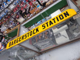 Vtg BARGERSTOCK STATION Steel Sign Railroad? Service? Gas? 4' 10" x 6" Nice!