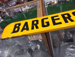 Vtg BARGERSTOCK STATION Steel Sign Railroad? Service? Gas? 4' 10" x 6" Nice!