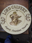 Vtg Lord Calvert Whiskey large Round Metal Advertising Wall Hanging Sign 22 1/2"