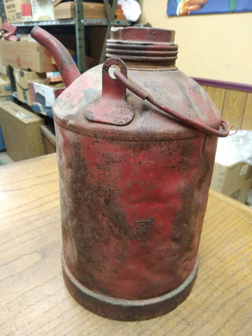 Antique Vtg Pennsylvania Railroad Water Oil Kerosene Red Can PRR Logo Screw Cap