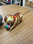 Vtg 2 Piece Wind Up Tin Toy Lot Cat and Ball Jumping Rabbit Litho Japan Working
