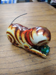 Vtg 2 Piece Wind Up Tin Toy Lot Cat and Ball Jumping Rabbit Litho Japan Working