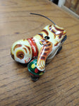 Vtg 2 Piece Wind Up Tin Toy Lot Cat and Ball Jumping Rabbit Litho Japan Working