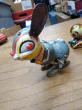 Vtg 2 Piece Wind Up Tin Toy Lot Cat and Ball Jumping Rabbit Litho Japan Working