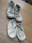 Vtg 2 Pair Lot Old 1950's - 1960's Lace Up White Berkshire Baby Toddler Shoes