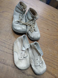 Vtg 2 Pair Lot Old 1950's - 1960's Lace Up White Berkshire Baby Toddler Shoes