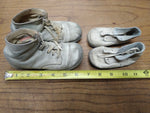 Vtg 2 Pair Lot Old 1950's - 1960's Lace Up White Berkshire Baby Toddler Shoes