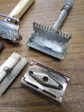 Vtg 3 Pc Safety Razor Clean Up Lot 1951 Gillette 2 x Gem Micromatic Good Shaves!